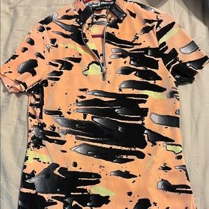 Jamie Sadock Vibrant Orange and Black Casual Shirt